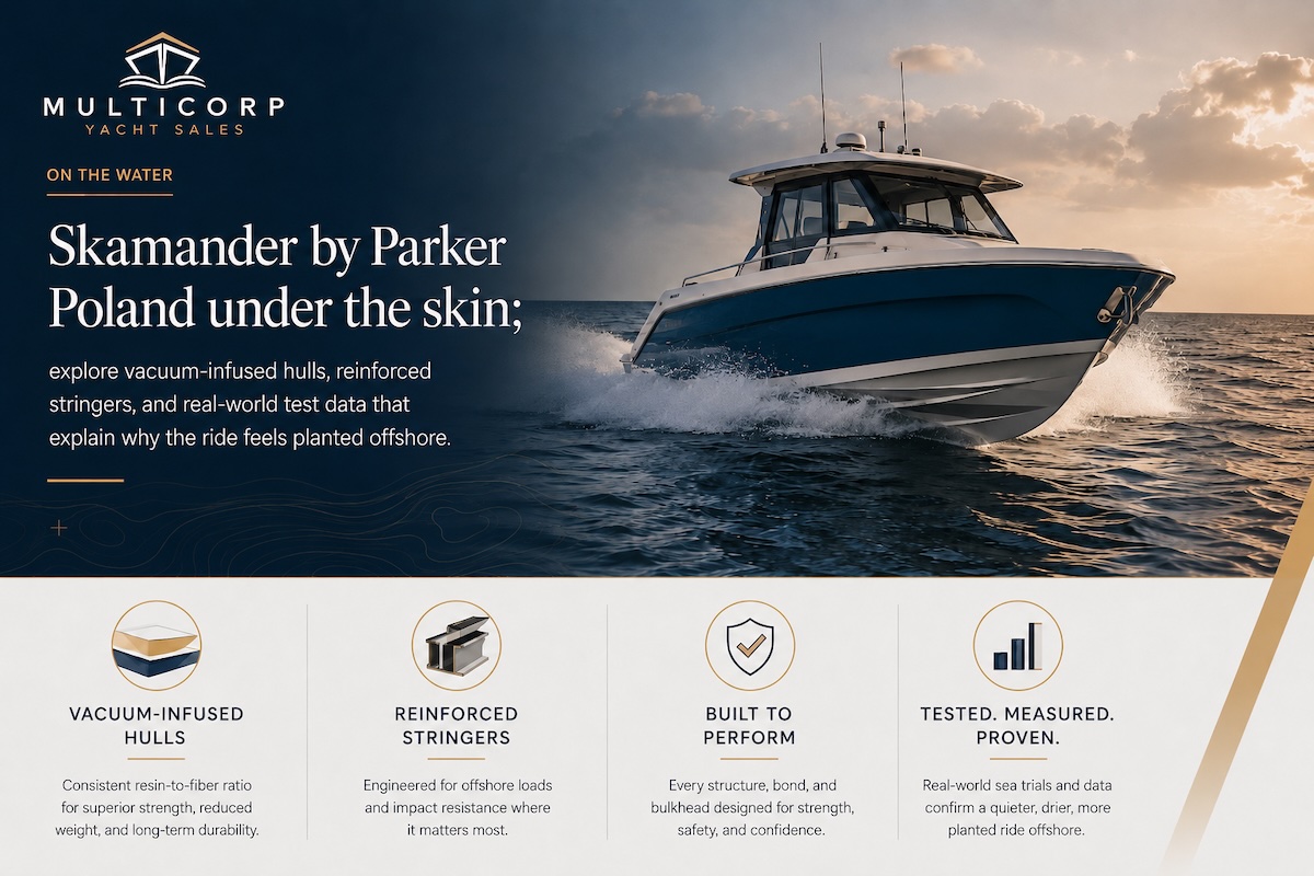 Skamander by Parker Poland under the skin; explore vacuum-infused hulls, reinforced stringers, and real-world test data that explain why the ride feels planted offshore
