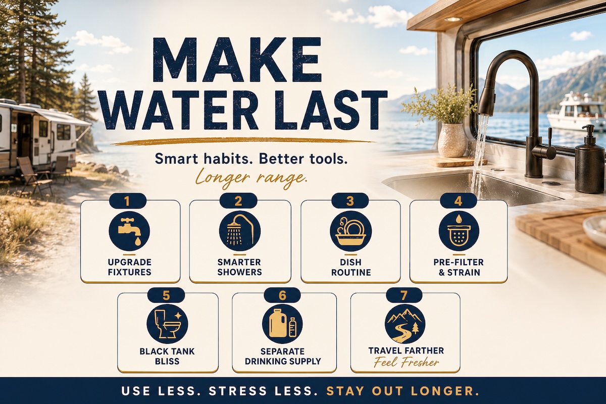Top 7 ways to stretch fresh water and tame gray/black tanks on boats and rigs without feeling like you’re roughing it