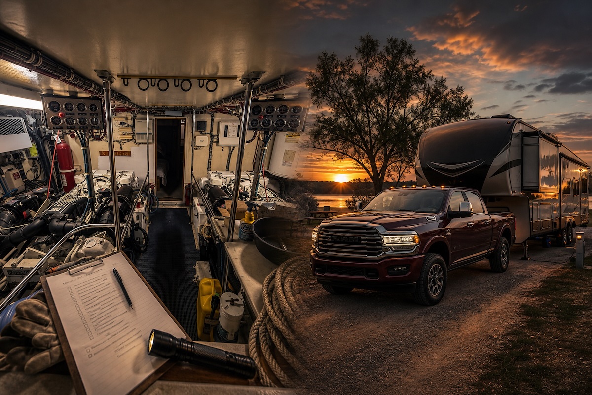 The pre-departure double checklist: 12-minute routine that prevents 90% of mishaps for both a boat and an RV, with the one item people always skip
