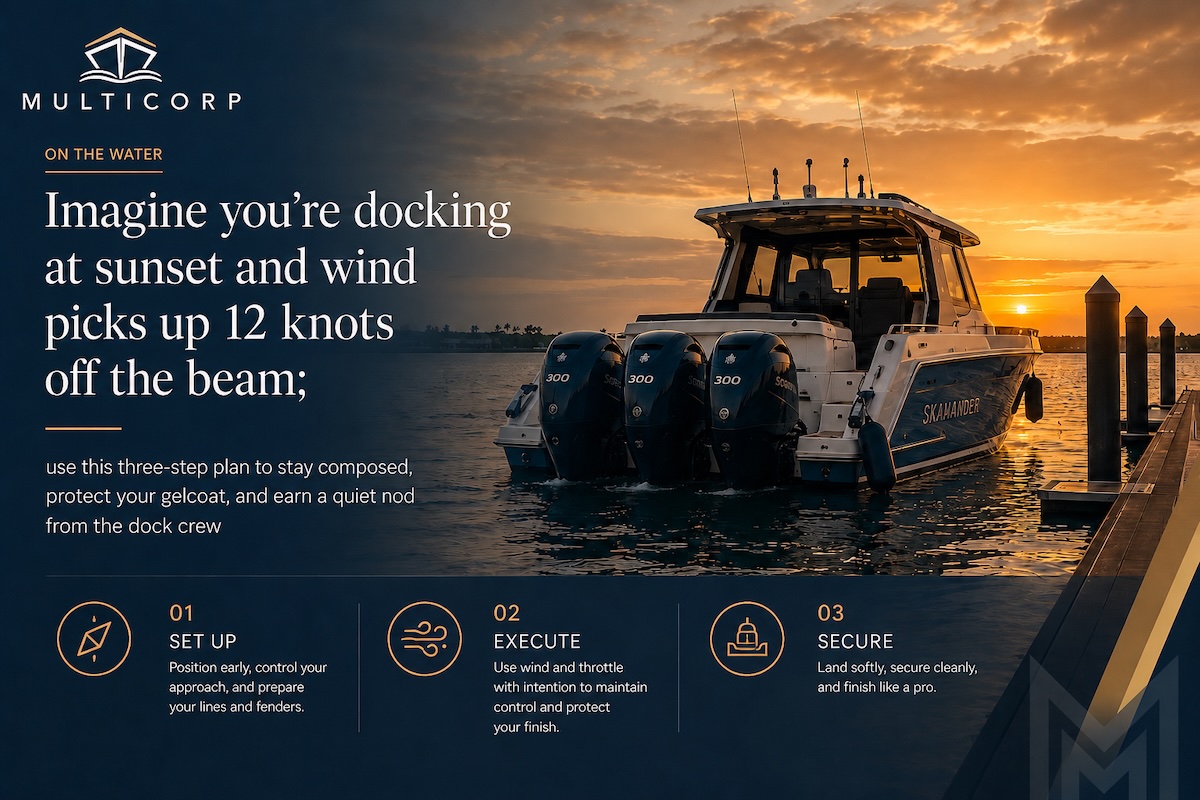 Imagine you’re docking at sunset and wind picks up 12 knots off the beam; use this three-step plan to stay composed, protect your gelcoat, and earn a quiet nod from the dock crew