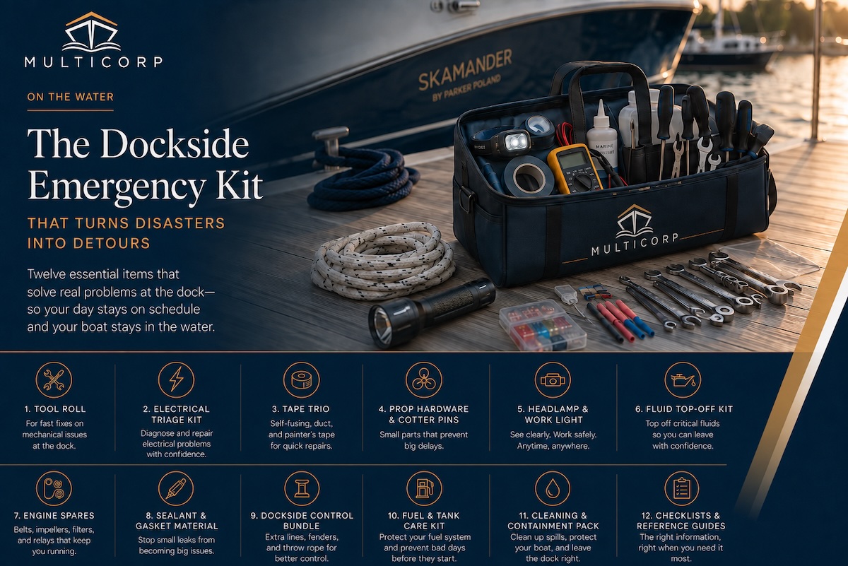 The dockside emergency kit that turns disasters into detours; pack these 12 items and know exactly when each one saves your day