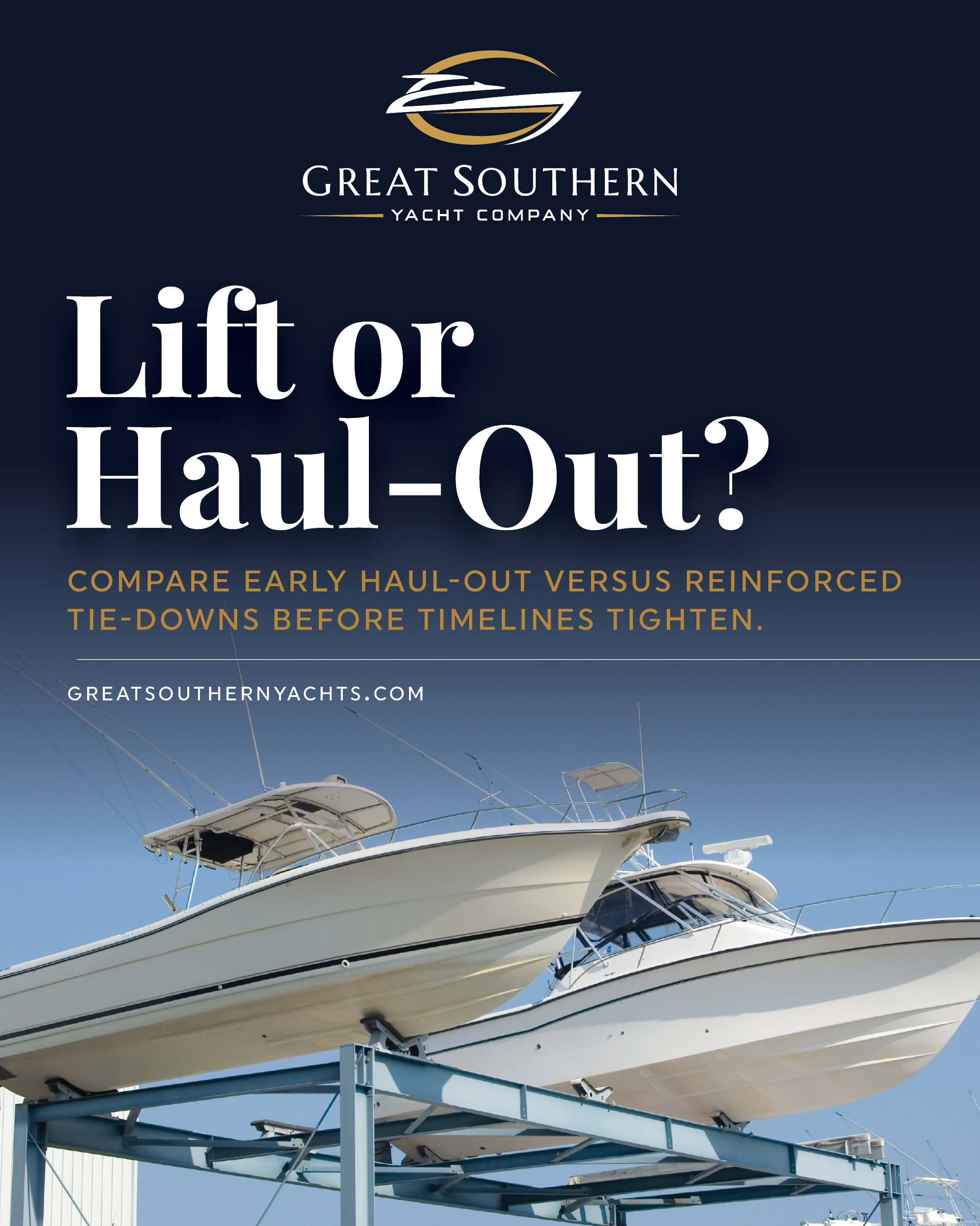 If your yacht is kept on a lift in Destin or 30A, compare the pros and cons of early haul-out versus reinforced tie-downs now, before named storms compress timelines