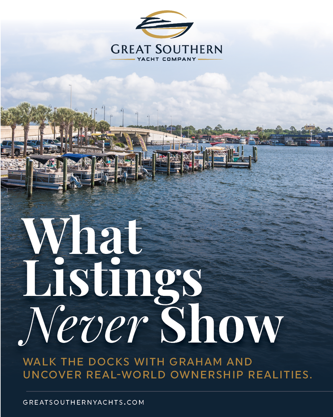 Give a peek into a day on the dock with Graham in Panama City, walking clients through helm ergonomics, engine room access, and maintenance realities that photos and listings never show