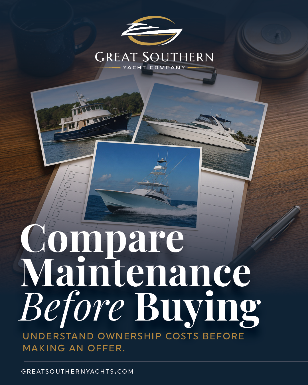 Buyer’s cost-comparison checklist for trawler vs cruiser vs sportfish: start with propulsion type, expected fuel burn at your target speeds, and how engine room access could change labor hours during routine service